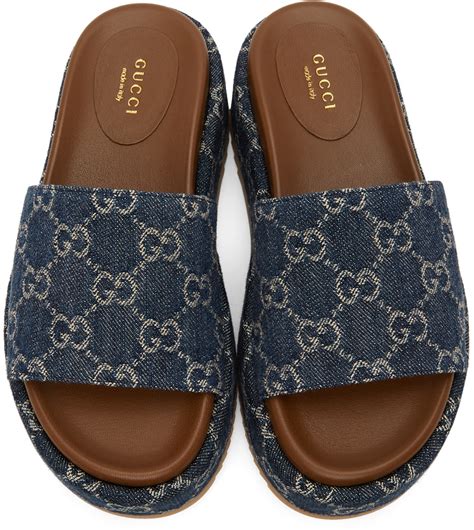 mens blue gucci slides|Gucci slides men price.